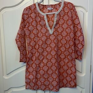 Adrienne New York Orange Pattern Sequin Beach Cover up Size M NWOT